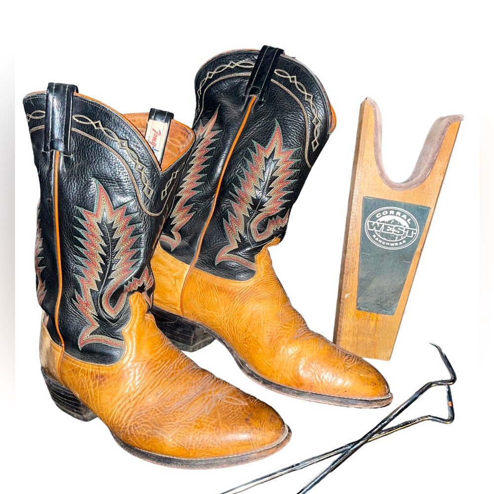 ⬇️ PRICE DROP ⬇️ Lama leather cowboy boots man western AZTEC SHRUNKEN SHOULDER